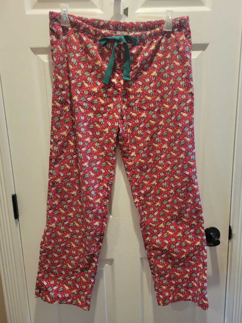 Men's Vineyard Vines Red Christmas Lounge Pants Golden Retriever Whale Medium